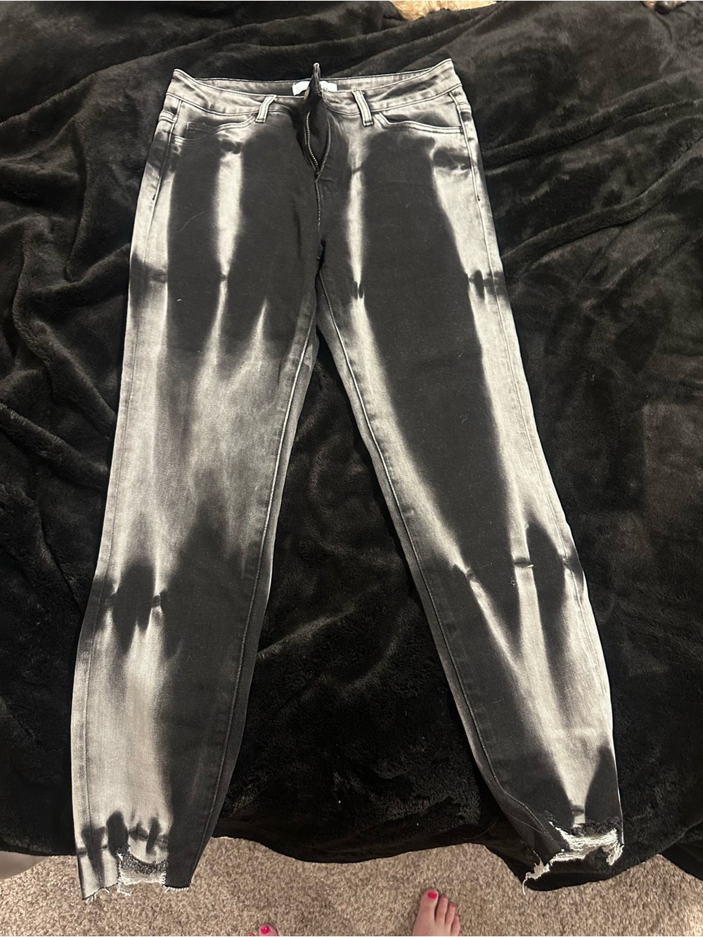 VERVET brand Black and Bleached Tie-Dye Skinny Jeans